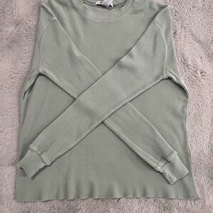 Tilly's Light Green Ribbed Long Sleeve Top
